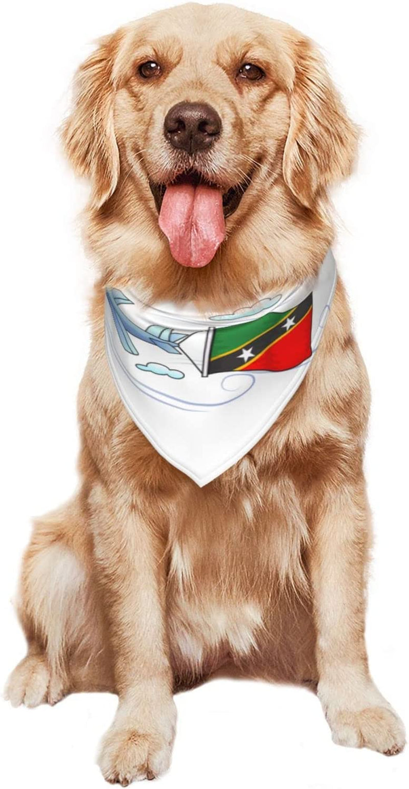 Airplane with Flag St Kitts Pet Dog and Cat Decorative Triangle Scarf,Dog Bandana,Breathable and Stain Resistant. Animals & Pet Supplies > Pet Supplies > Dog Supplies > Dog Apparel ZALTAS   