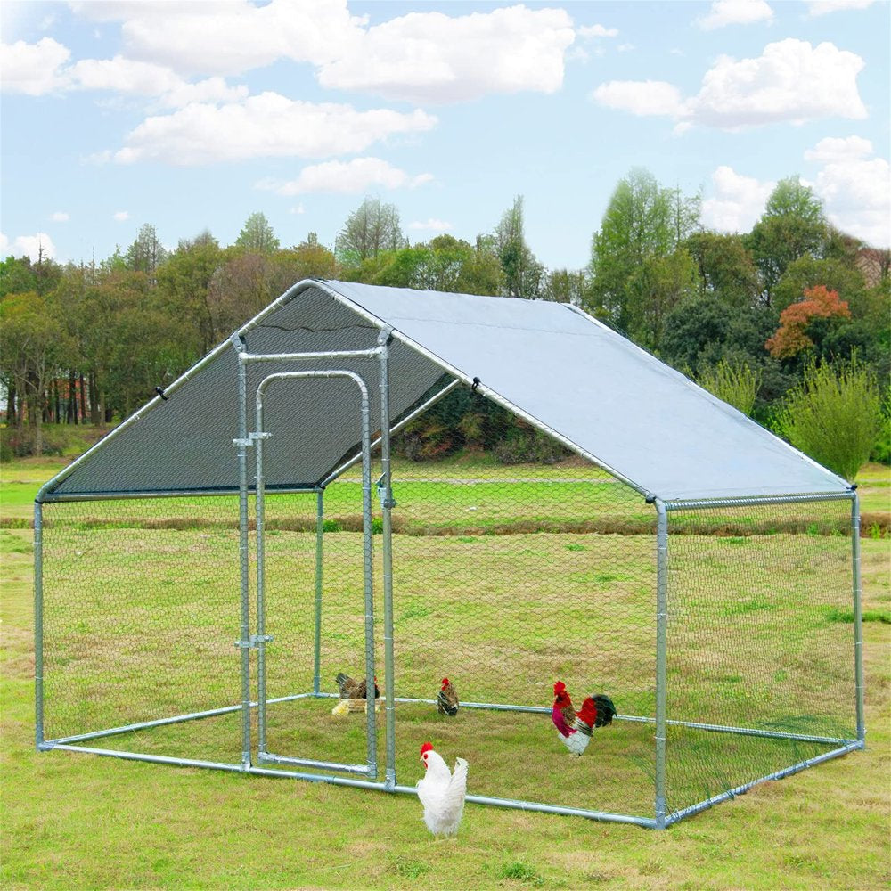 Aukfa Chicken Coop- 25 FT Large Outdoor Chicken Run- Heavy Duty Metal Frame- Flat Roofed Animals & Pet Supplies > Pet Supplies > Dog Supplies > Dog Kennels & Runs AUKFA 6.6'  