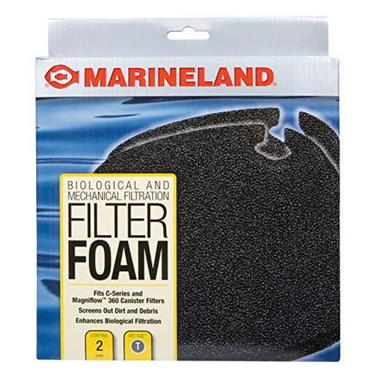 Marineland Filter Foam 2 Count, Supports Biological and Mechanical Aquarium Filtration, Rite-Size T, C-360