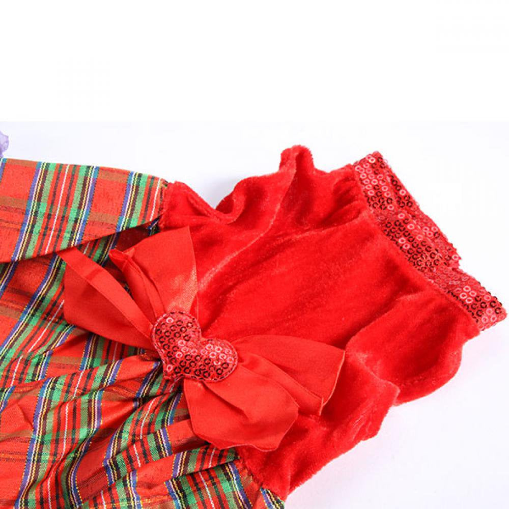 Puppy Plaid Bow Apparel Red Dress Pet Dog Lovely Skirt Christmas Party Clothes Animals & Pet Supplies > Pet Supplies > Dog Supplies > Dog Apparel Catlerio   