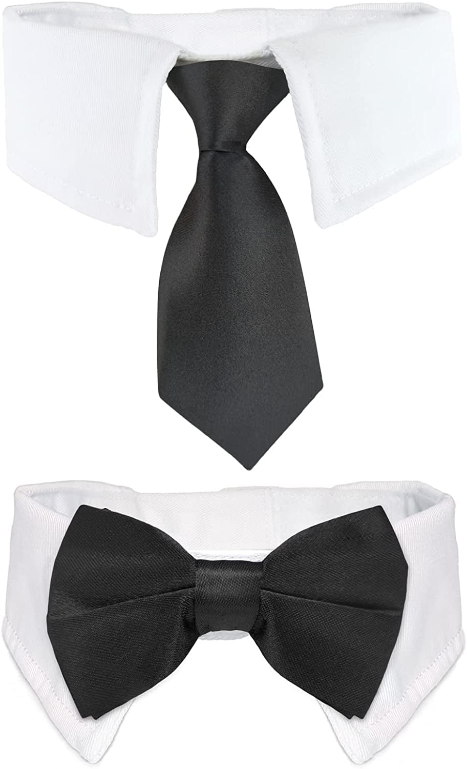 Dog Ties and Bows, KOOLMOX Black Dog Bow and Tie with Shirt White Collar for Medium Large Dogs Cats Tuxedo Tux Suits, Wedding Birthday Valentines Day Costumes, 2 Pack Black Animals & Pet Supplies > Pet Supplies > Dog Supplies > Dog Apparel Koolmox Black Fit Neck Girth: 10.2-14 Inch (Pack of 2) 