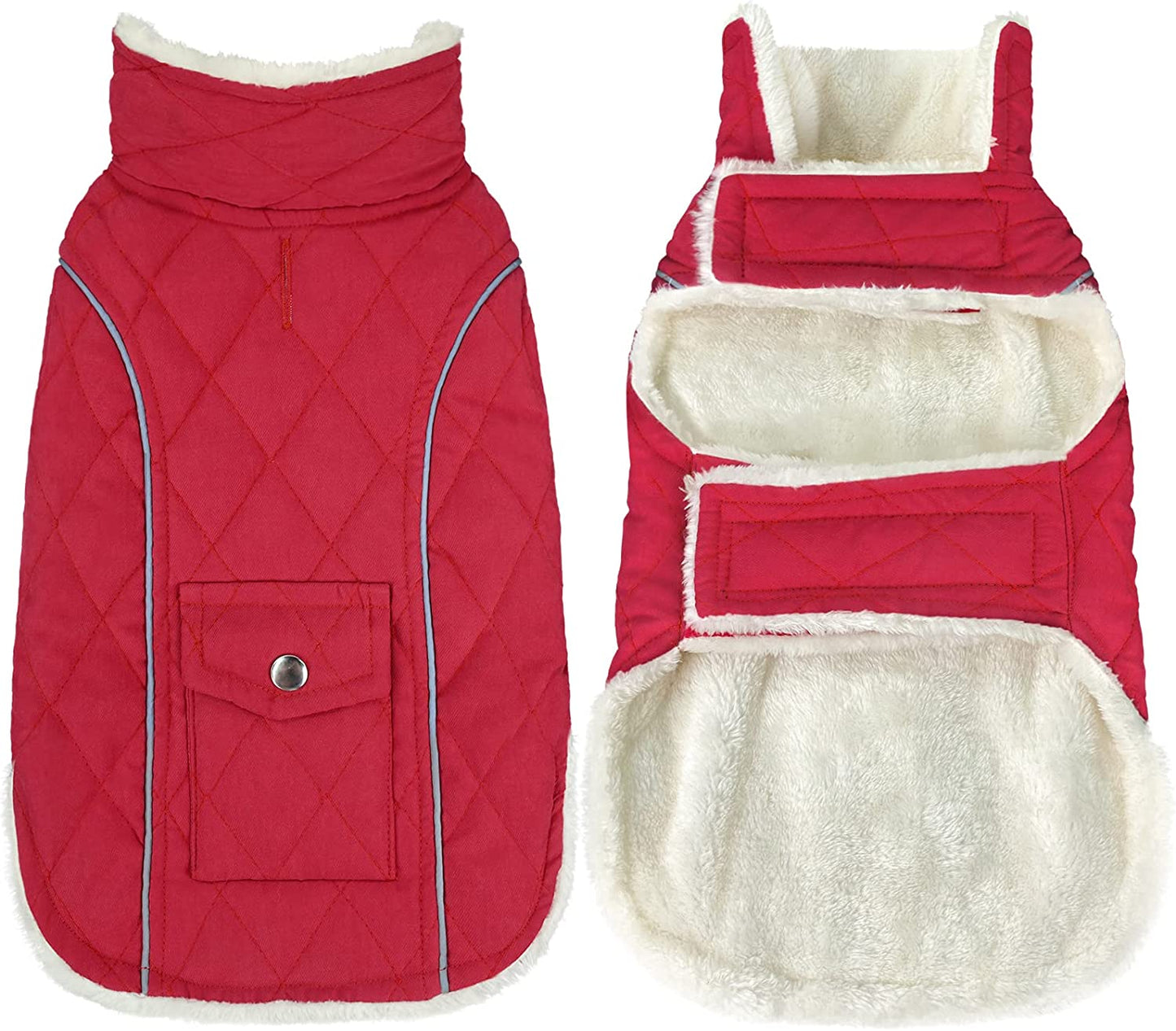 Malier Dog Winter Coat, Windproof Dog Cold Weather Coats with Real Pocket, Winter Dog Extra Warm Coat Dog Fleece Jacket Reflective Dog Clothes for Small Medium Large Dogs and Puppy (Medium, Green) Animals & Pet Supplies > Pet Supplies > Dog Supplies > Dog Apparel Malier Red XXX-Large 