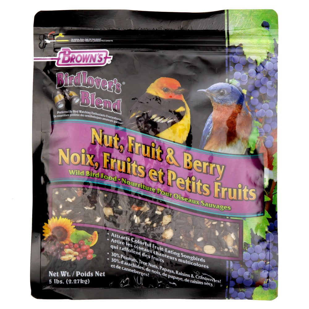 F.M. Brown'S Bird Lover'S Blend Fruit Nut and Berry, 5-Pound Animals & Pet Supplies > Pet Supplies > Bird Supplies > Bird Food F.M. Brown's Sons, Inc.   