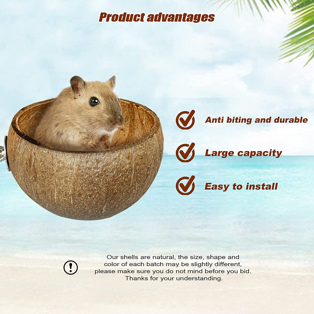 Deoxygene Small Animals Coconut Shell Feeder,Rabbit Feeding Bowls Bird Coconut Breeding Nest House Hut Cage Bed for Rabbit Animals & Pet Supplies > Pet Supplies > Small Animal Supplies > Small Animal Bedding 500166901   