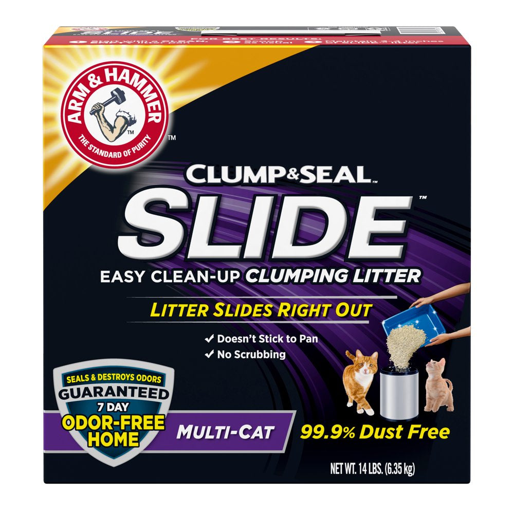 Arm & Hammer SLIDE Easy Clean-Up Multi-Cat Clumping Cat Litter, 38Lb Animals & Pet Supplies > Pet Supplies > Cat Supplies > Cat Litter Church & Dwight Co., Inc. 14 lbs  