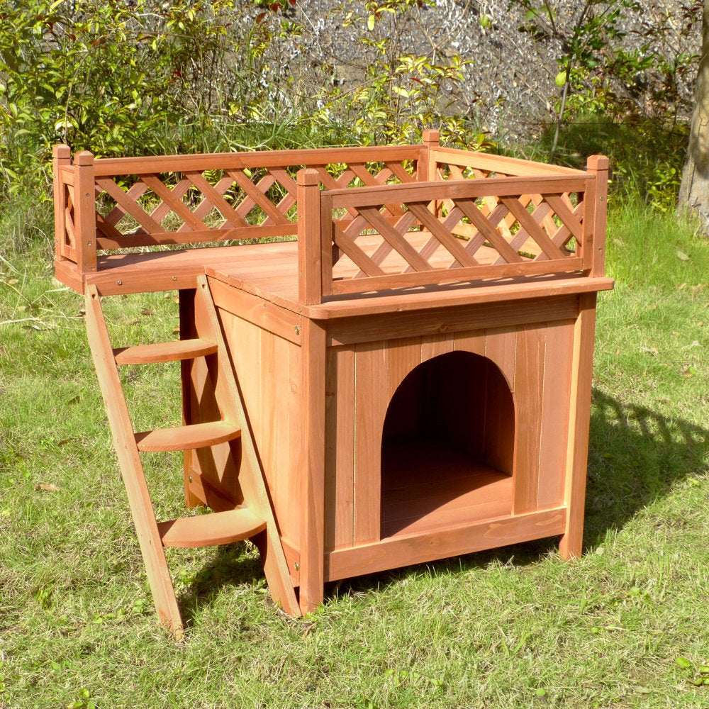 Merry Products Wooden Dog House, Cedar Stain, Small, 21.73"L X 28.54"W X 25.67"H Animals & Pet Supplies > Pet Supplies > Dog Supplies > Dog Houses Merry Products   