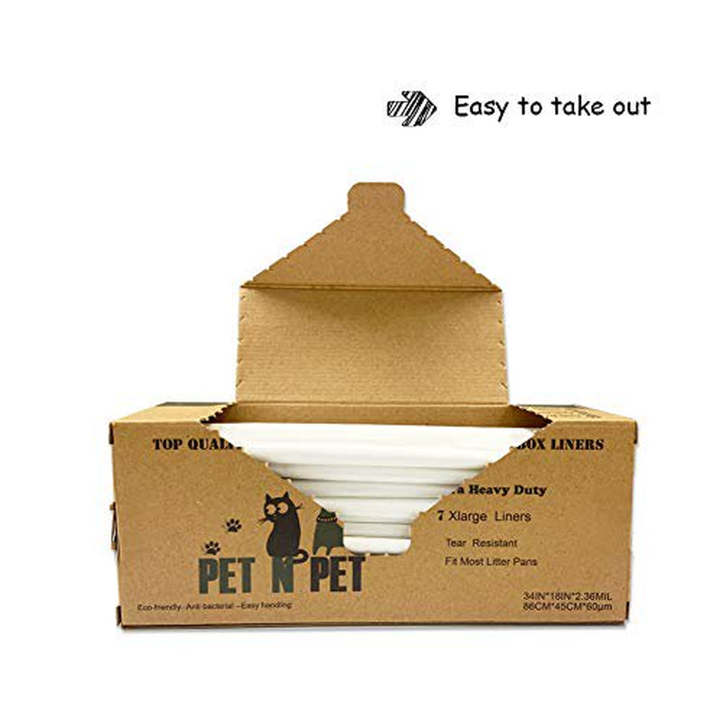 PET N PET Cat Litter Box Liners,Drawstring Litter Liner Bags for Litter Box, Extra Large Cat Litter Pan Liners,Heavy Duty Litter Liners Eco Friendly Pet Cat Supplie 7 Counts Animals & Pet Supplies > Pet Supplies > Cat Supplies > Cat Litter Box Liners PET N PET   