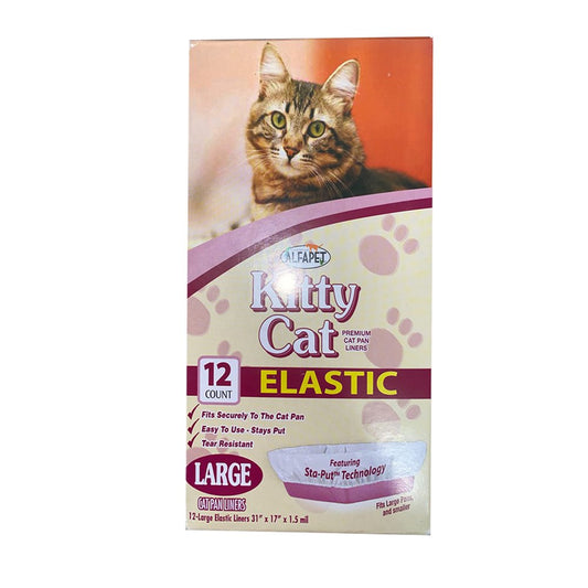 Alfapet Kitty Cat Litter Box Disposable, Elastic Liners- 12-Count-For Medium and Large, Size Litter Pans- with Sta-Put Technology for Firm, Easy Fit- Quick + Clever Waste Cleaners Animals & Pet Supplies > Pet Supplies > Cat Supplies > Cat Litter Box Liners ALFAPET   