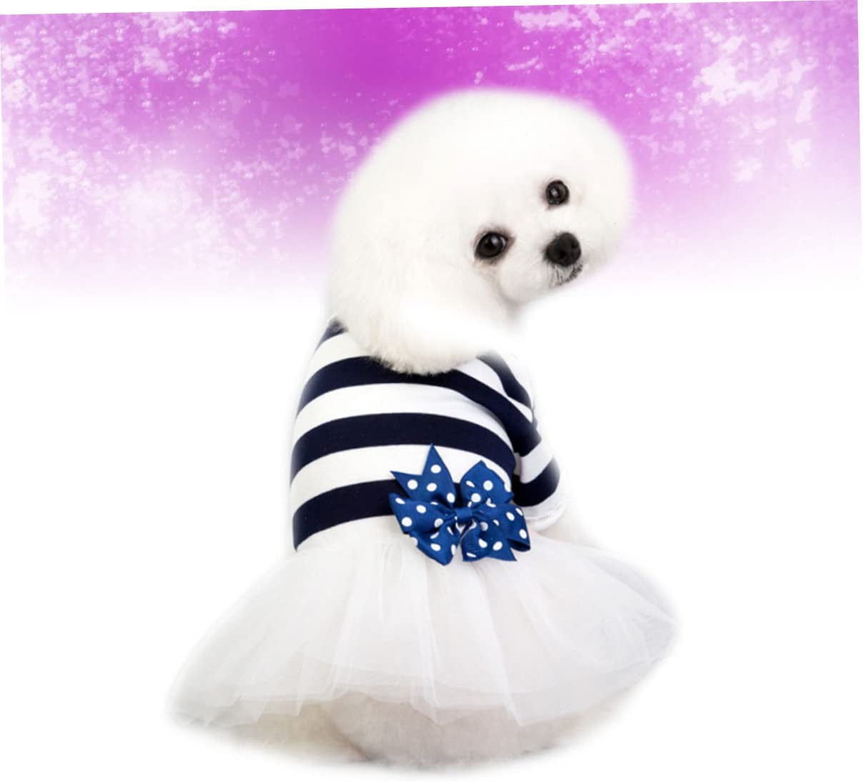 POPETPOP Tulle Skirt Girl Puppy Clothes Vestidos Para Dog Dress Dog Dress with Bow Tie Dog Dress for Girls Princess Dress Set Pet Dog Costume Pet Costume Dog Tutu Dress Blue Uniform Animals & Pet Supplies > Pet Supplies > Dog Supplies > Dog Apparel POPETPOP   