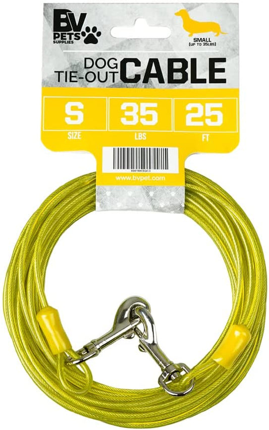 BV Pet Small Tie Out Cable for Dog up to 35 Pound, 25-Feet Animals & Pet Supplies > Pet Supplies > Dog Supplies > Dog Apparel BV A-Yellow 35lbs/ 25ft 