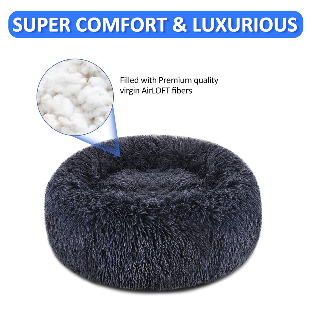 Focuspet Pet Dog Bed Cat Bed, round Plush Dog Beds for Small Medium Large Dogs and Cats, Donut Calming Puppy Bed Washable,Dark Gray Animals & Pet Supplies > Pet Supplies > Cat Supplies > Cat Beds 09198226552753   