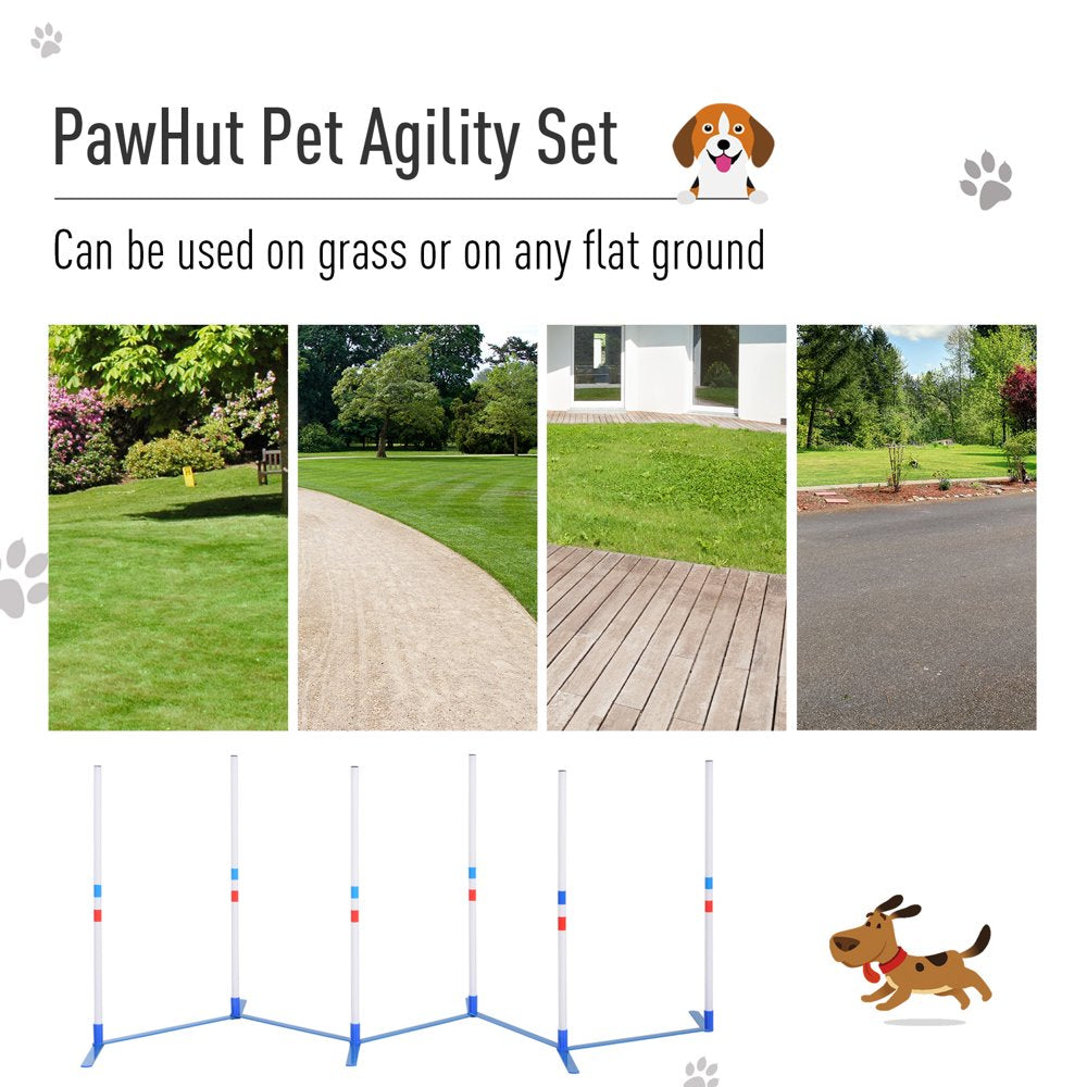 Pawhut Dog Weave Pole Set Agility Starter Kit Pet Outdoor Exercise Training Set