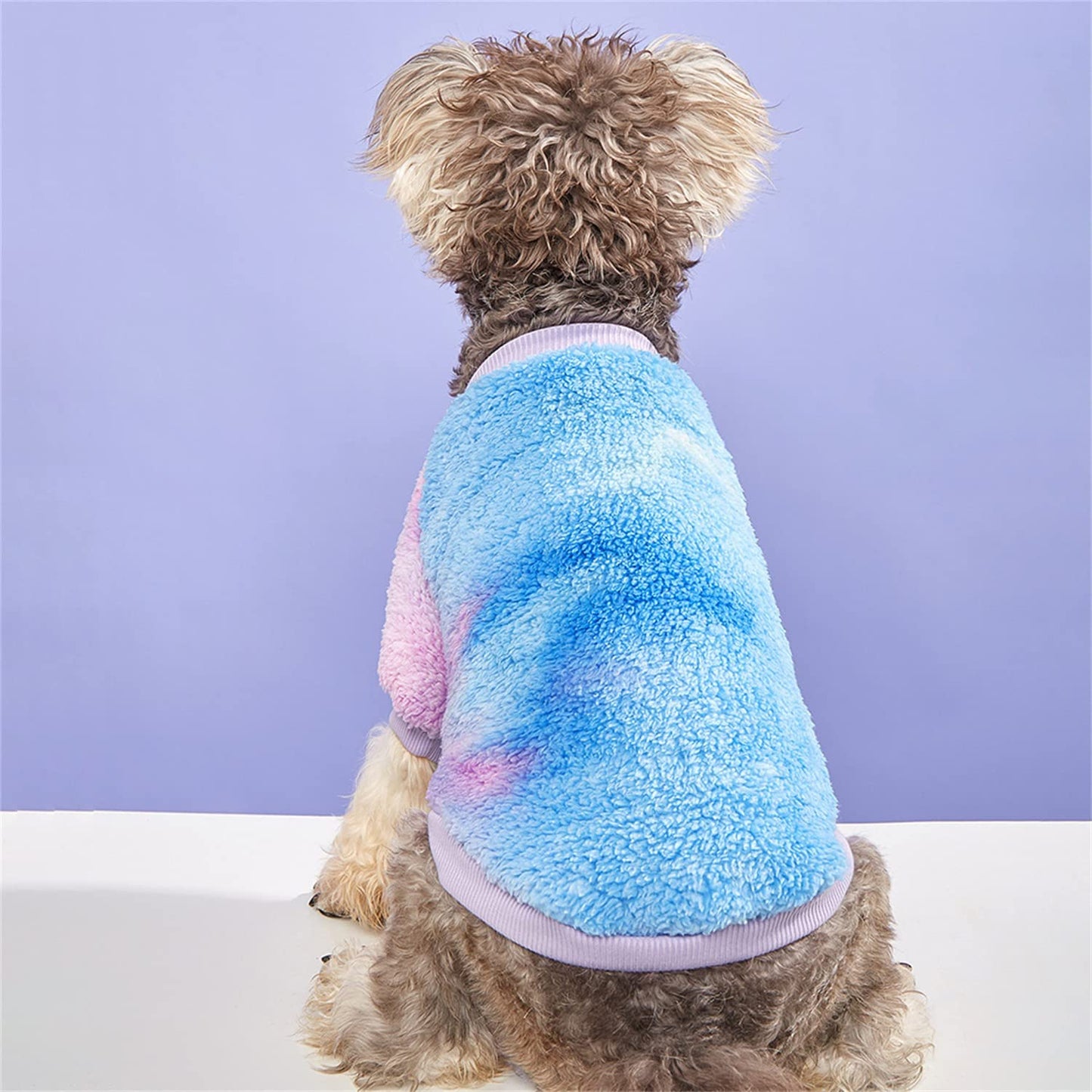 Moorfowl 2 Pack Gradient Dog Plush Sweater for Small Dogs Warm Soft Cat Fleece Pullover Sweater Winter Thickening Coat Sweatshirt Puppy Clothes for Cold Weather (Small(Back 9.8",Chest 13.7")) Animals & Pet Supplies > Pet Supplies > Dog Supplies > Dog Apparel Moorfowl   