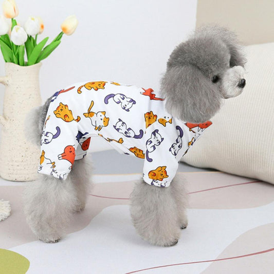 Dog Pajamas Soft Cat Clothes Cute Puppy Apparel Doggie Outfit Pet Pjs Onesie Animals & Pet Supplies > Pet Supplies > Dog Supplies > Dog Apparel Slopehill L Cat Print 