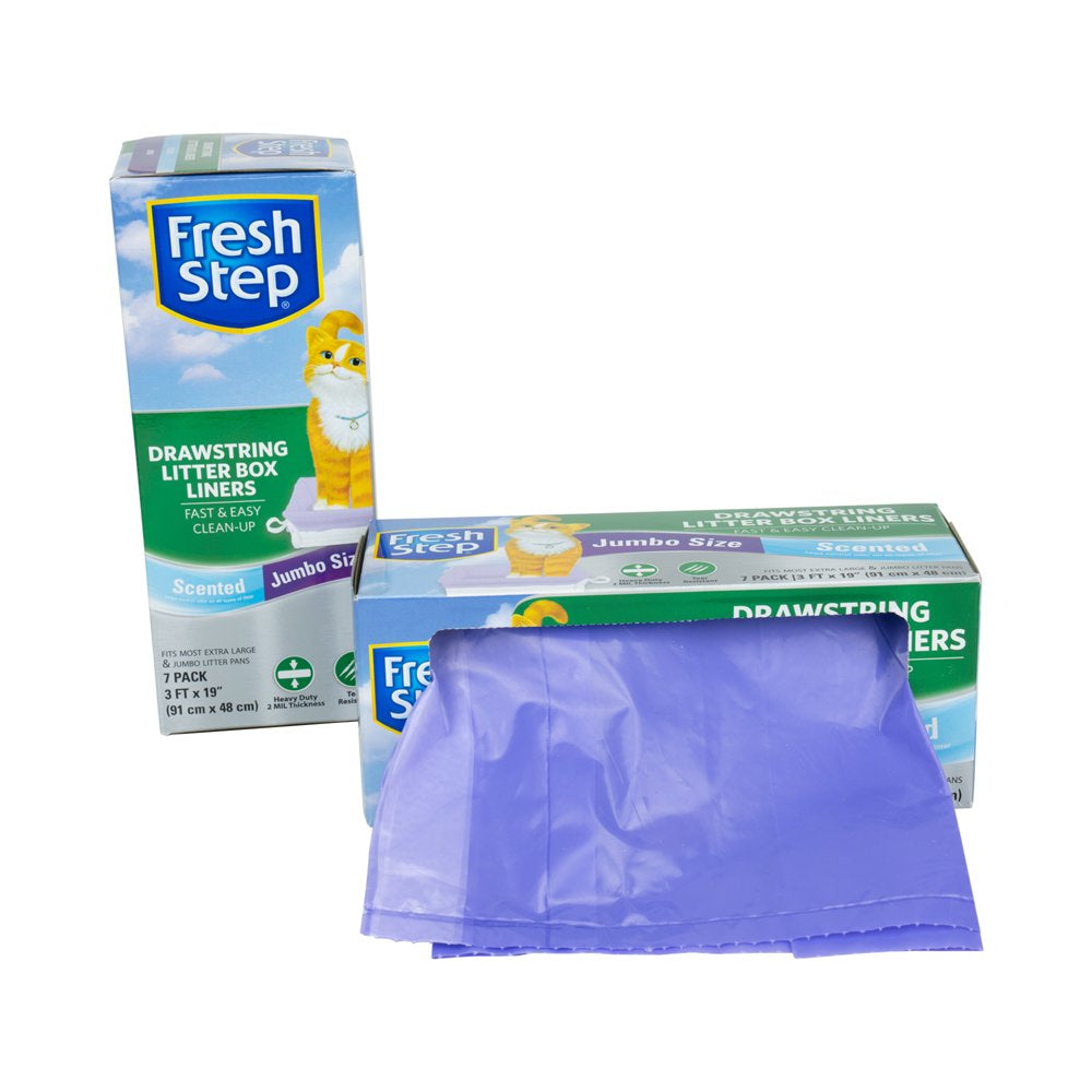 Fresh Step Drawstring Litter Box Liners Scented, Jumbo Size, 36" X 19" - 7 Count Animals & Pet Supplies > Pet Supplies > Cat Supplies > Cat Litter Box Liners Fetch for Pets   