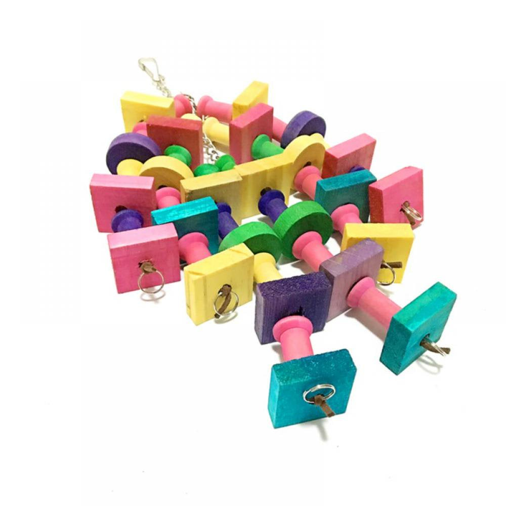 Bullpiano Bird Parrot Chewing Sticks Toys- Multicolored Natural Wooden Blocks Suggested for Conures, Parakeets, Cockatiels, Lovebirds, African Grey and a Variety of Parrots