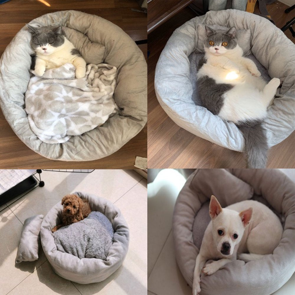 Legendog Pet Cat round Bed Dog Cushion Bed Calming Soft Sleeping Bed with Pillow for Small Dog & Indoor Cats Animals & Pet Supplies > Pet Supplies > Cat Supplies > Cat Beds Legendog   