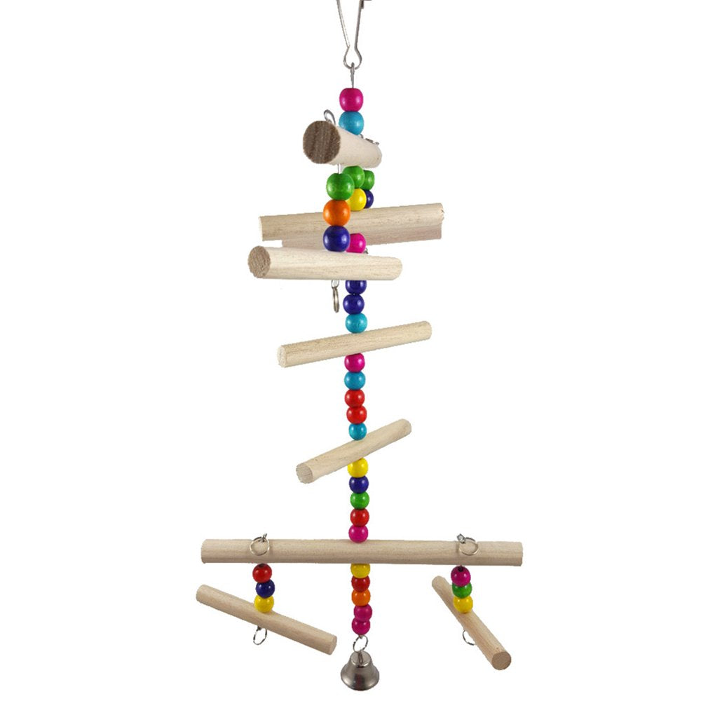 Bird Chew Toys Colorful Wood Beads Parrot Perch Ladder Toy for Small Birds Animals & Pet Supplies > Pet Supplies > Bird Supplies > Bird Ladders & Perches EXCIXING   