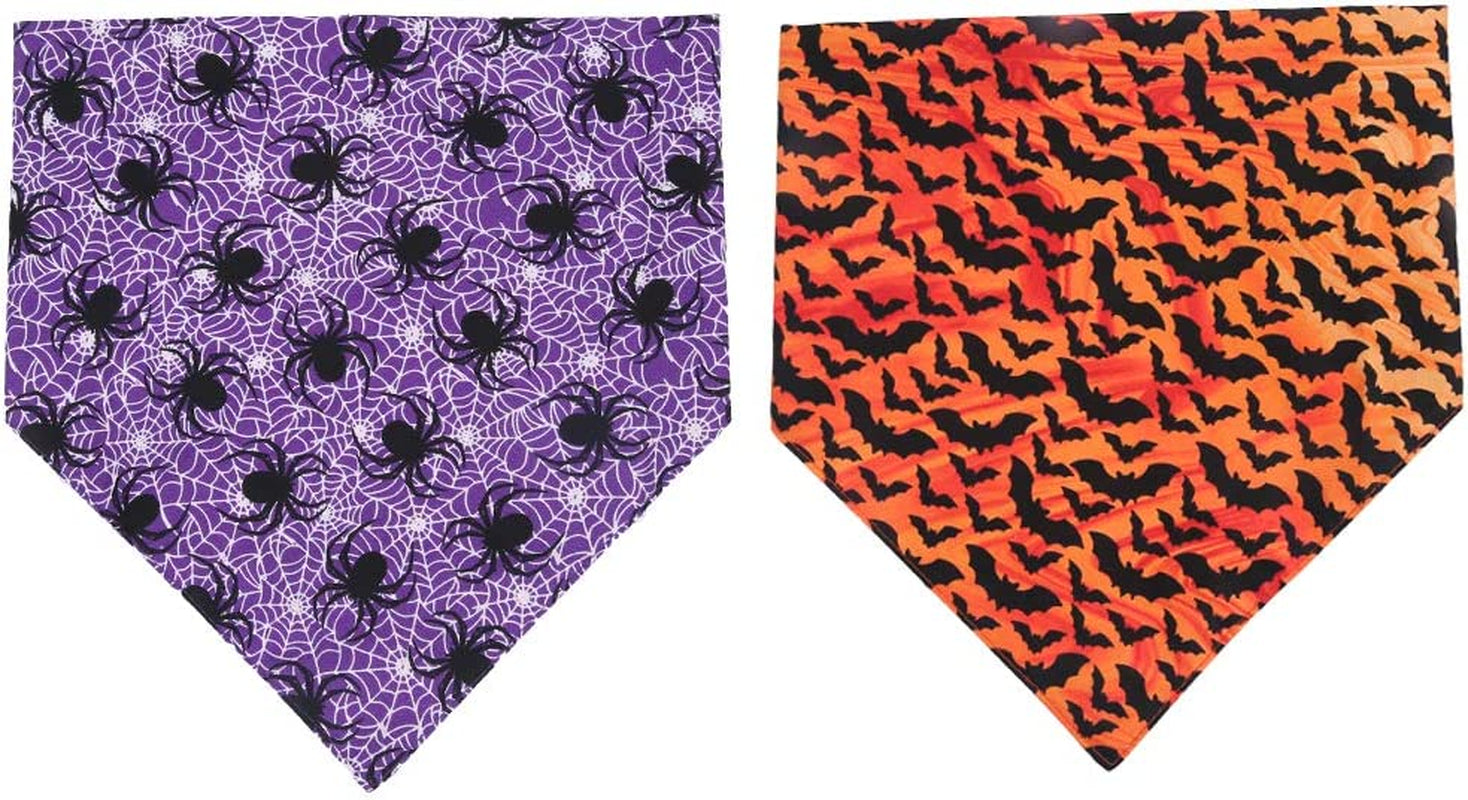 KZHAREEN 2 Pack Halloween Dog Bandana Reversible Triangle Bibs Scarf Accessories Animals & Pet Supplies > Pet Supplies > Dog Supplies > Dog Apparel KZHAREEN   