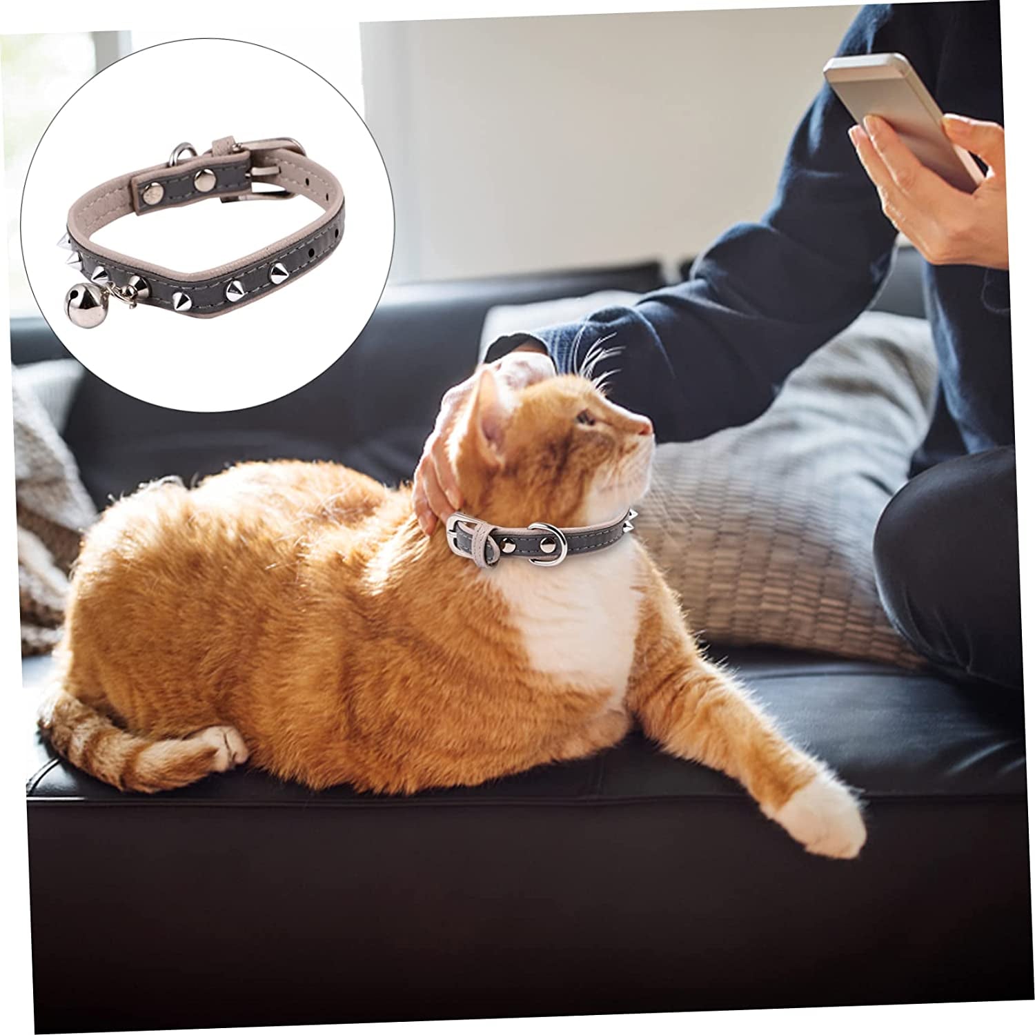 Balacoo Pet Collar Chain Necklace Choker Chain for Dogs Chocker Pet Collar with Rivet Decorative Collars for Dogs Bow Tie Dog Collar Cat Necklace with Bell Pet Neck Chain Collar for Pet Pu Animals & Pet Supplies > Pet Supplies > Dog Supplies > Dog Apparel Balacoo   