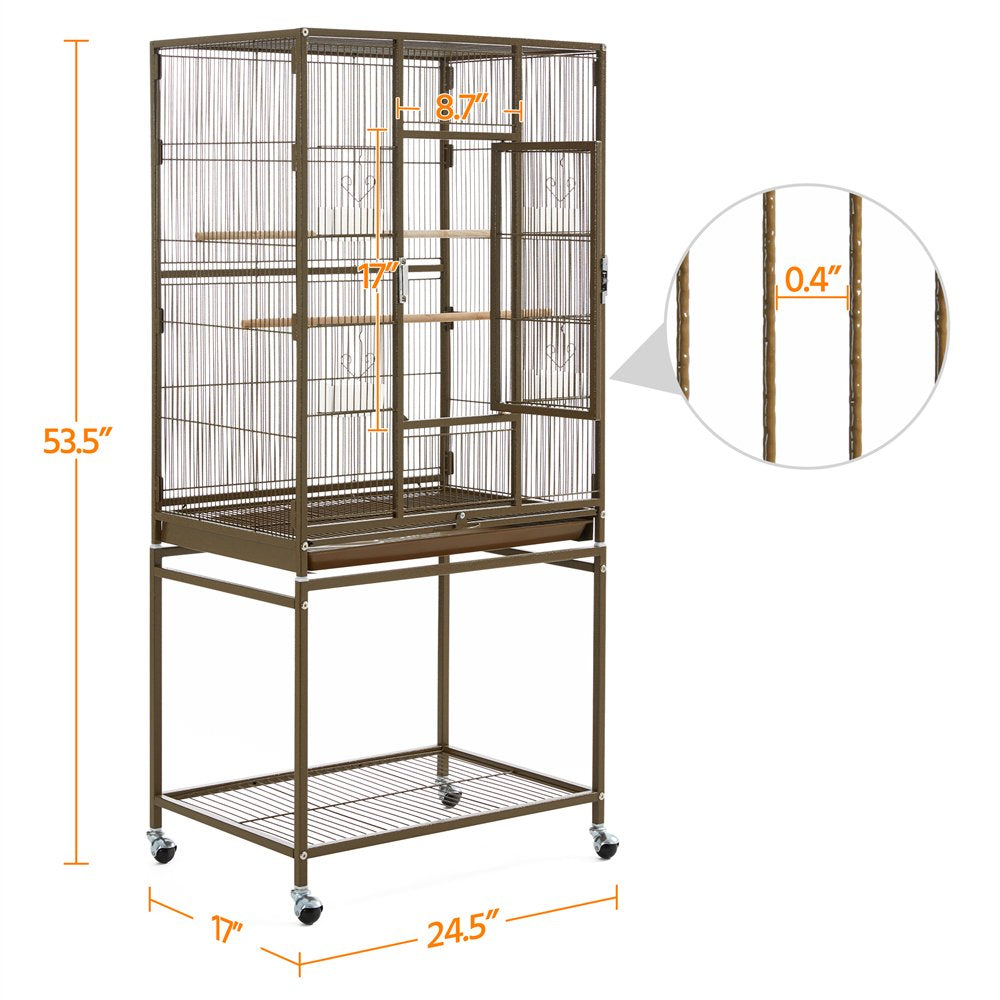 Smilemart 54" Metal Rolling Bird Cage with Detachable Stand, Palmer Green Animals & Pet Supplies > Pet Supplies > Bird Supplies > Bird Cages & Stands SmileMart   