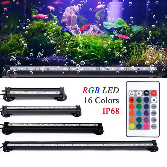 Rosnek RGB Aquarium Lights, Underwater LED Fish Tank Lights IP68 Waterproof Color Changing Submersible Air Bubble Lamp with Remote Control LED Light Bar Stick Animals & Pet Supplies > Pet Supplies > Fish Supplies > Aquarium Lighting Rosnek 16cm 9LEDs  