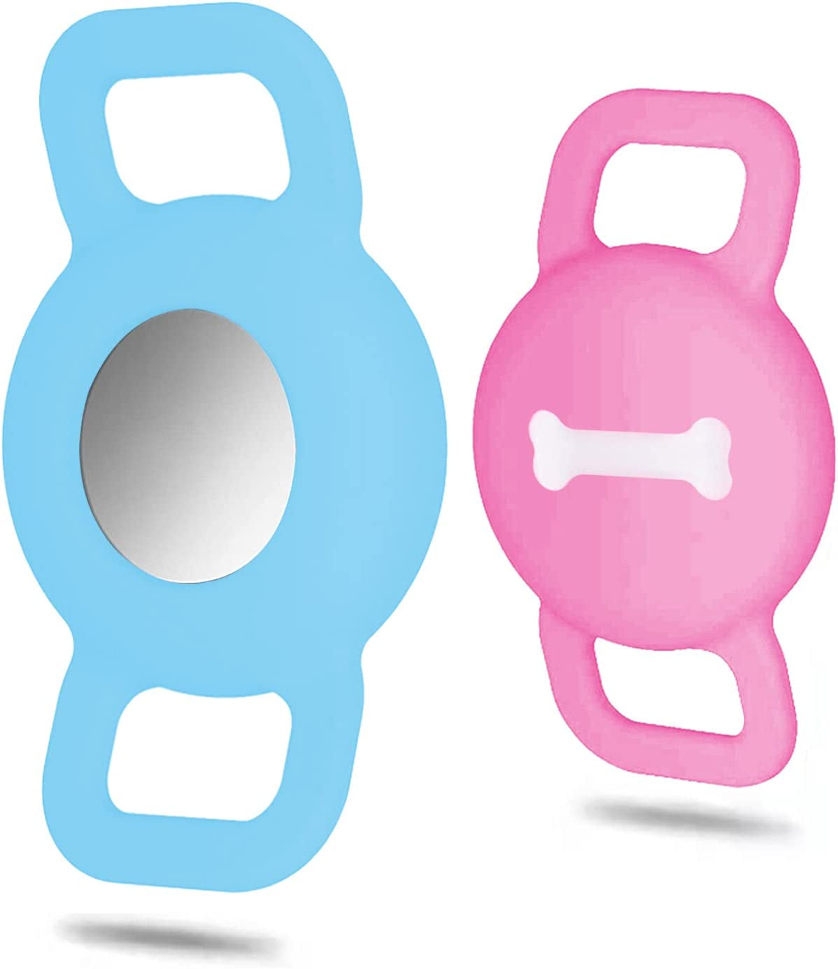 Airtag Case with Keychain Compatible Apple Airtag Holder Air Tag Key Ring Cases Air Tags Key Chain，Full-Body Shockproof Rugged Soft Silicone Protective Case Cover Electronics > GPS Accessories > GPS Cases Fnayol C-Bone Luminous Blue&Pink  