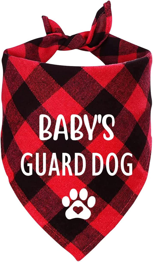 Ptzizi Funny Red Plaid Cotton Dog Baby'S Guard Security Triangle Bandana, Pet Dog New Baby Shower Photograph Props Scarf Scarves Decorations Pet Dog Lovers Owner Gift Animals & Pet Supplies > Pet Supplies > Dog Supplies > Dog Apparel Ptzizi   