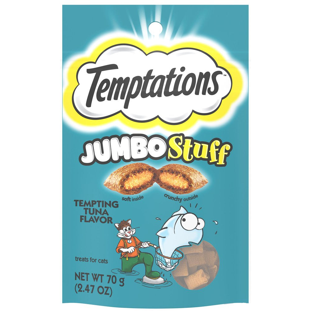 TEMPTATIONS Jumbo Stuff Crunchy and Soft Cat Treats Tempting Tuna Flavor, 2.5 Oz. Pouch Animals & Pet Supplies > Pet Supplies > Cat Supplies > Cat Treats Mars Petcare   