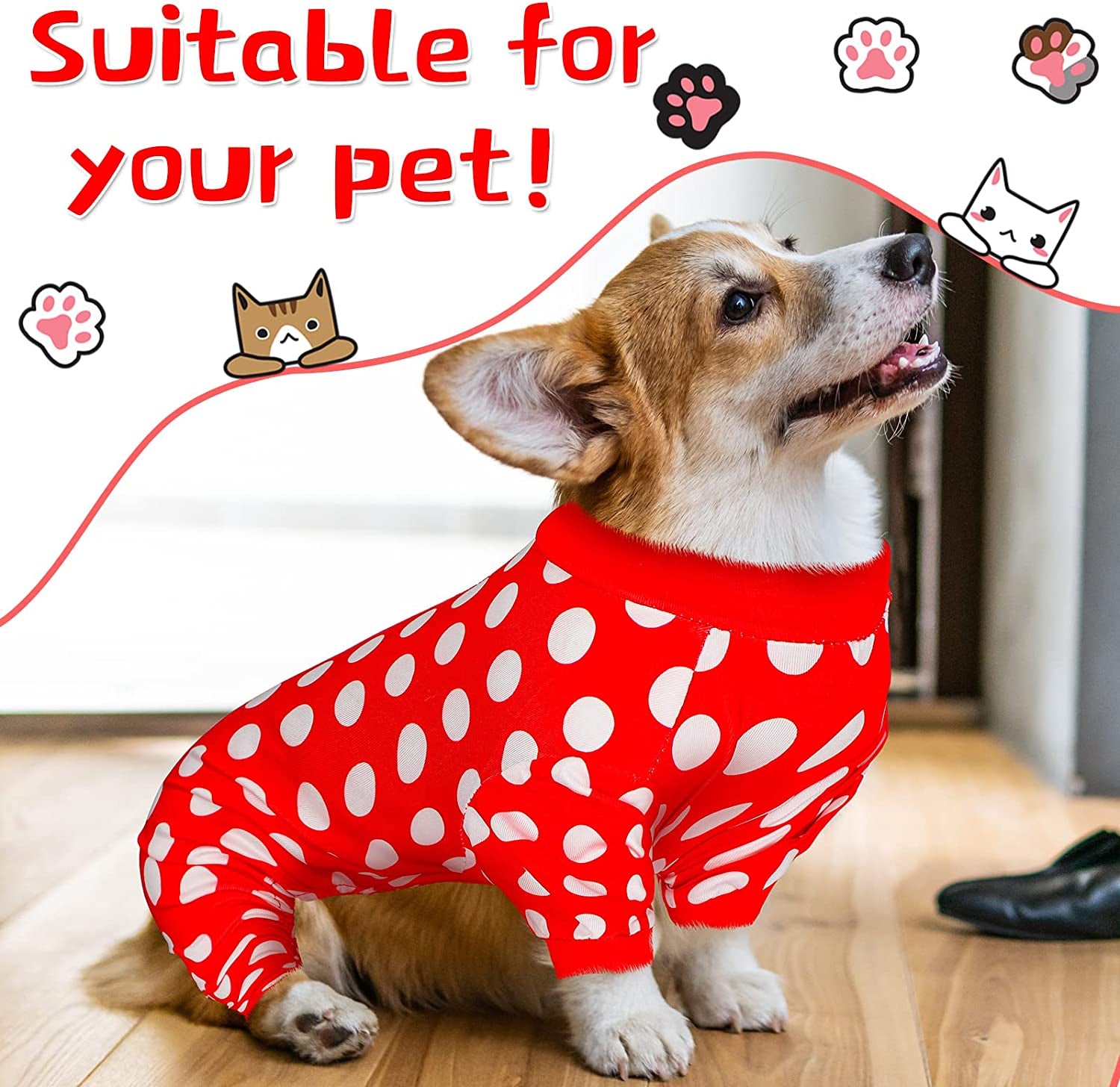 3 Pieces Dog Pajamas Puppy Onesies Soft Dog Pet Clothes Dog Jumpsuit Jammies for Small Medium Large Dogs Cute Apparel Bodysuits Dog Pjs for Girl and Boy, 3 Styles(S Fits 3.3-5.5 Lbs) Animals & Pet Supplies > Pet Supplies > Dog Supplies > Dog Apparel Frienda   