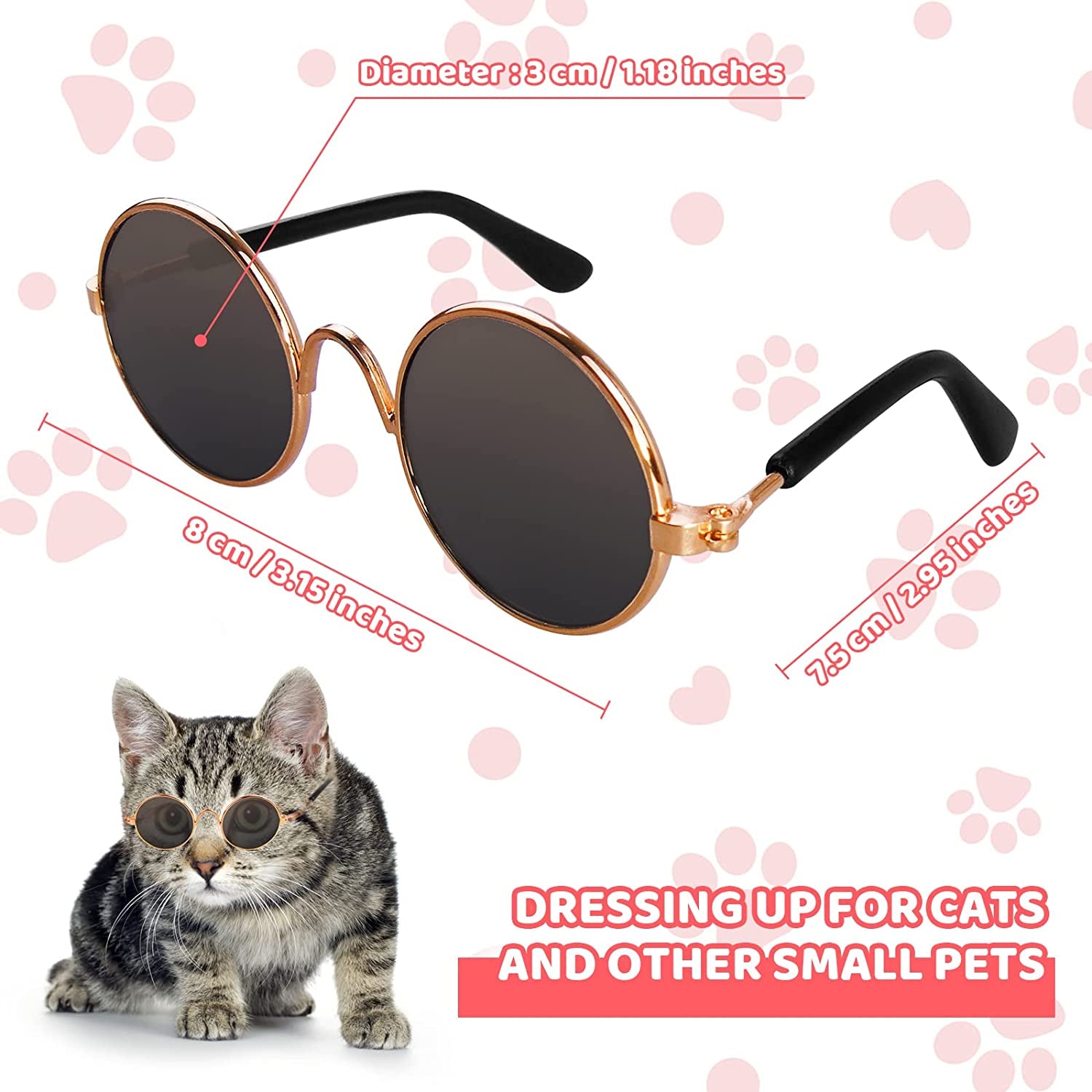 12 Pieces Cat Sunglasses Dog Sunglasses Doll Sunglasses Dog Goggles round Metal Dog Sunglasses Small Breed Classic Retro Cat Costume Sunglasses Photo Props Eye Glasses Funny Sunglasses Animals & Pet Supplies > Pet Supplies > Dog Supplies > Dog Apparel PETDCHEB   