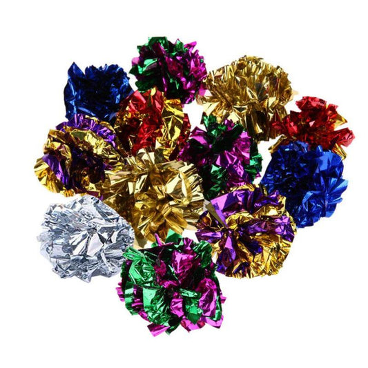 Pack of 12 Colorful Crinkle Foil Balls -Cat Interactive Toy Cat Sound Paper Mylar Balls Animals & Pet Supplies > Pet Supplies > Cat Supplies > Cat Toys Popvcly   