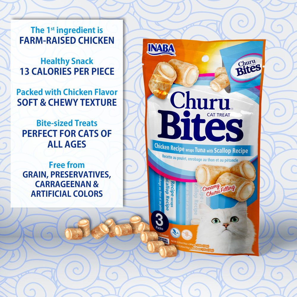 INABA Churu Bites for Cats, Churu Filled Soft Baked Chicken, 0.35 Oz Each Tube, 3 Tubes, Tuna Recipe Animals & Pet Supplies > Pet Supplies > Cat Supplies > Cat Treats Inaba Foods (USA) Inc.   