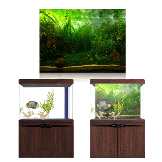 Garosa Fish Tank Decor Paper, Water Grass Style Aquarium Fish Tank Background Poster PVC Adhesive Decor Paper