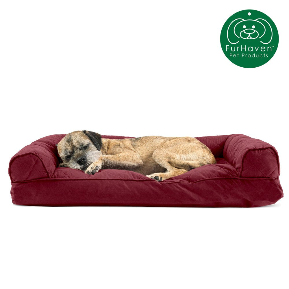 Furhaven Pet Products | Quilted Pillow Sofa Pet Bed for Dogs & Cats, Wine Red, Jumbo Animals & Pet Supplies > Pet Supplies > Cat Supplies > Cat Beds FurHaven Pet Products M Wine Red 