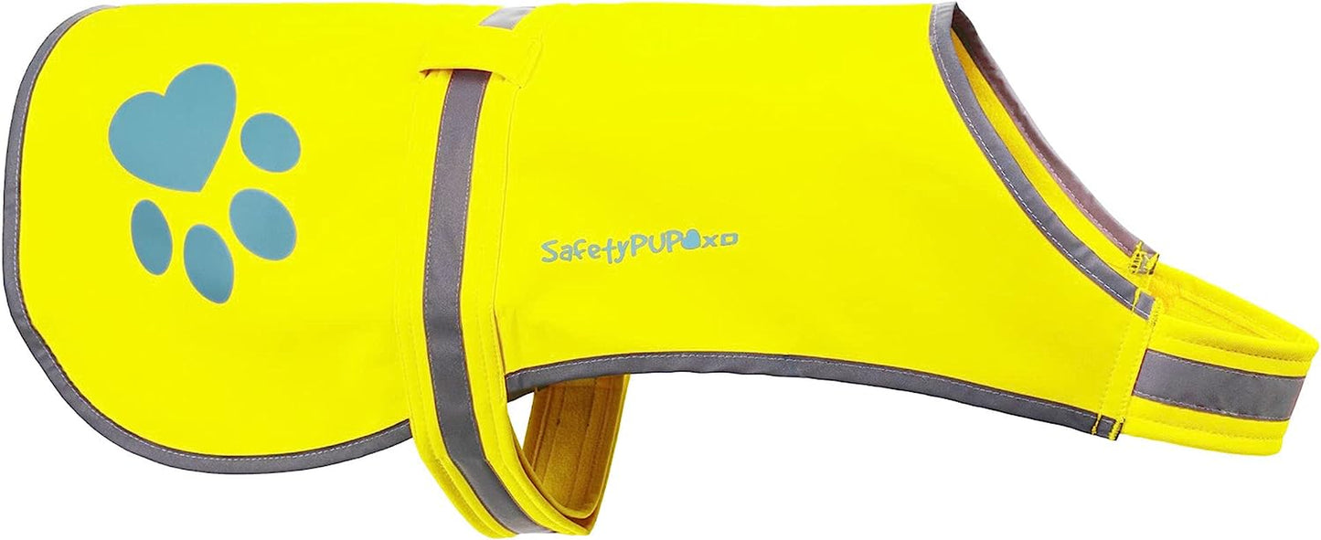 Safetypup XD Soft-Shell Waterproof Dog Vest. Hi Visibility, Reflective Jacket with Light Fleece Lining. Ideal in Cooler Climates. Blaze Orange Fabric Protects Your PUP near Hunting Grounds & off Leash Animals & Pet Supplies > Pet Supplies > Dog Supplies > Dog Apparel SafetyPUP XD Yellow X-Small 