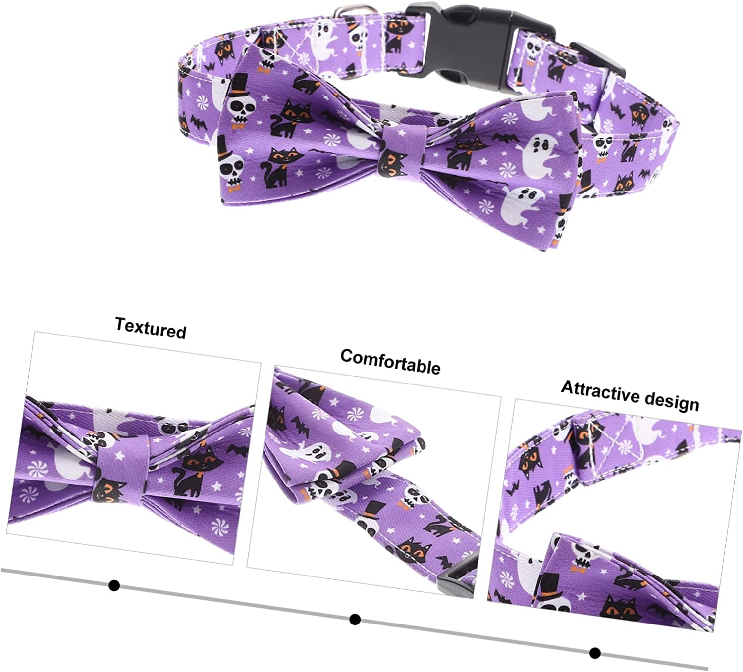 Generic 4Pcs Cat Decor Themed Collar Neckwear Pets Medium Collars Bowtie Bow Cats Fancy Designed Halloween Dog Photo for Removable Pet Comfortable Cute Decorative Adjustable Ties Purple Animals & Pet Supplies > Pet Supplies > Dog Supplies > Dog Apparel generic   