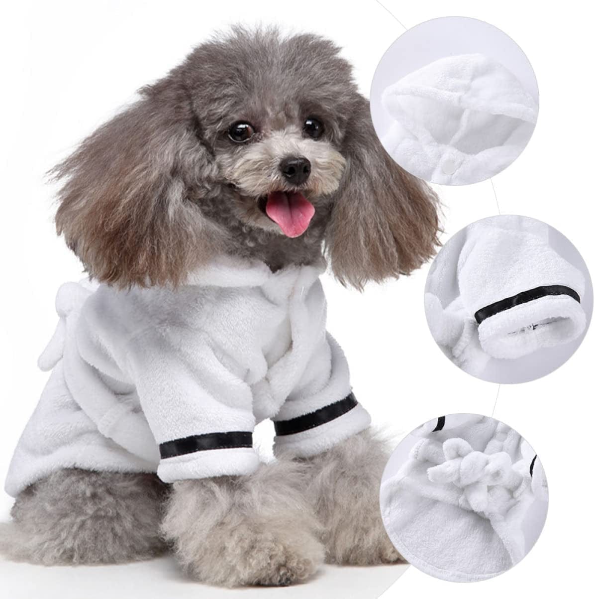 Balacoo 2Pcs Hood with Comfortable Supple Dog Pajama Quick Polyester Soft Belt Bathrobe Towel Robe Gown Fast for L Dogs Drying Robes Super Waist Cat Small Pet Bath Cats after Pajamas