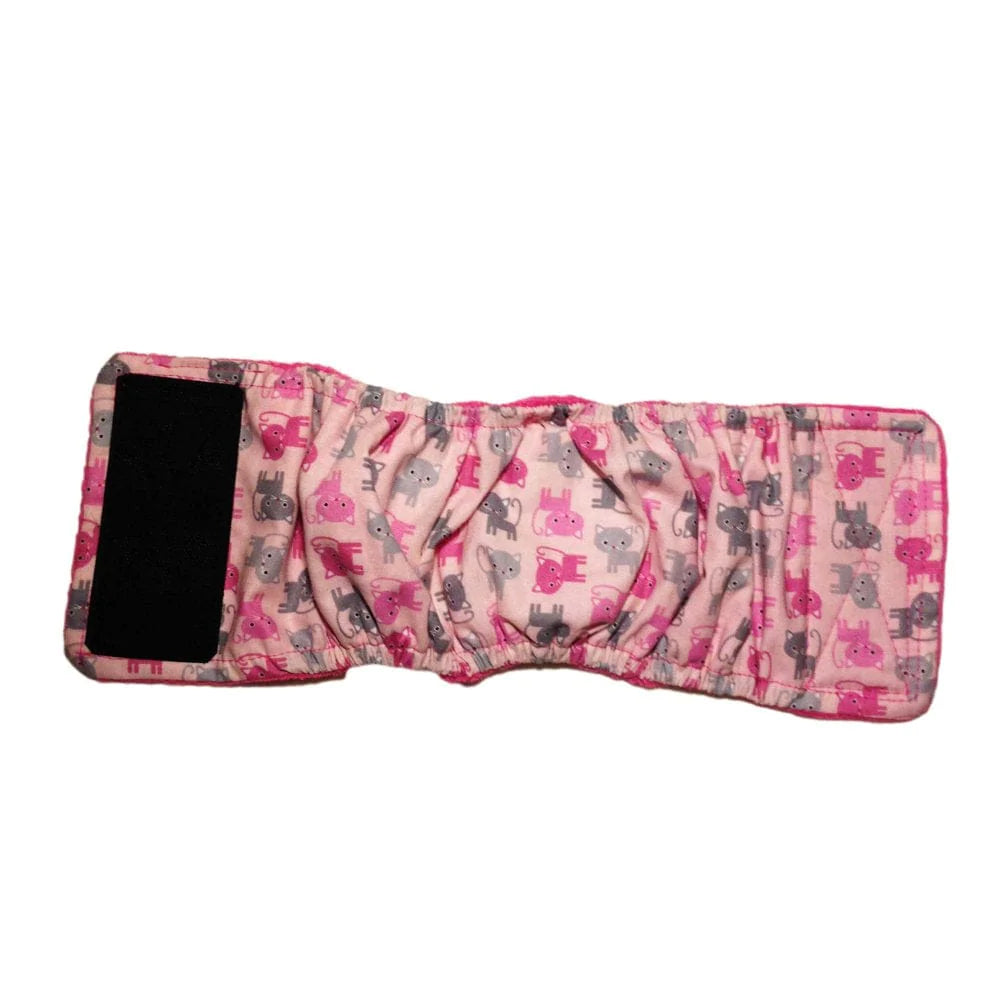 Barkertime Pink Kitty Washable Dog Belly Band Male Wrap - Made in USA Animals & Pet Supplies > Pet Supplies > Dog Supplies > Dog Diaper Pads & Liners Barkertime   