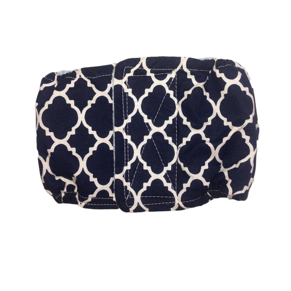 Barkertime Quatrefoil White on Blue Washable Dog Belly Band Male Wrap - Made in USA Animals & Pet Supplies > Pet Supplies > Dog Supplies > Dog Diaper Pads & Liners Barkertime M  