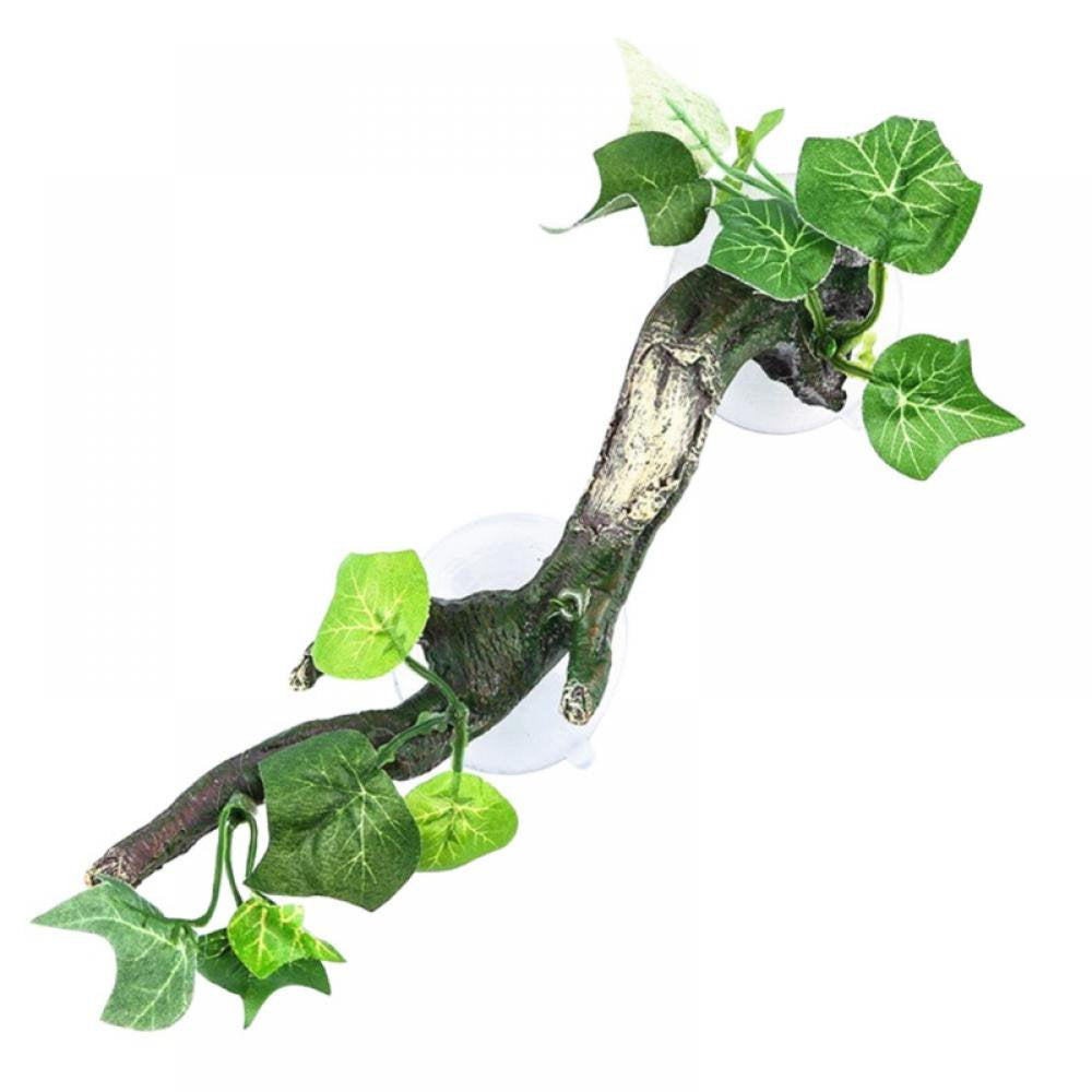 Reptile Corner Branch Terrarium Plant Decoration with Suction Cup for Amphibian Lizard Snake Climbing