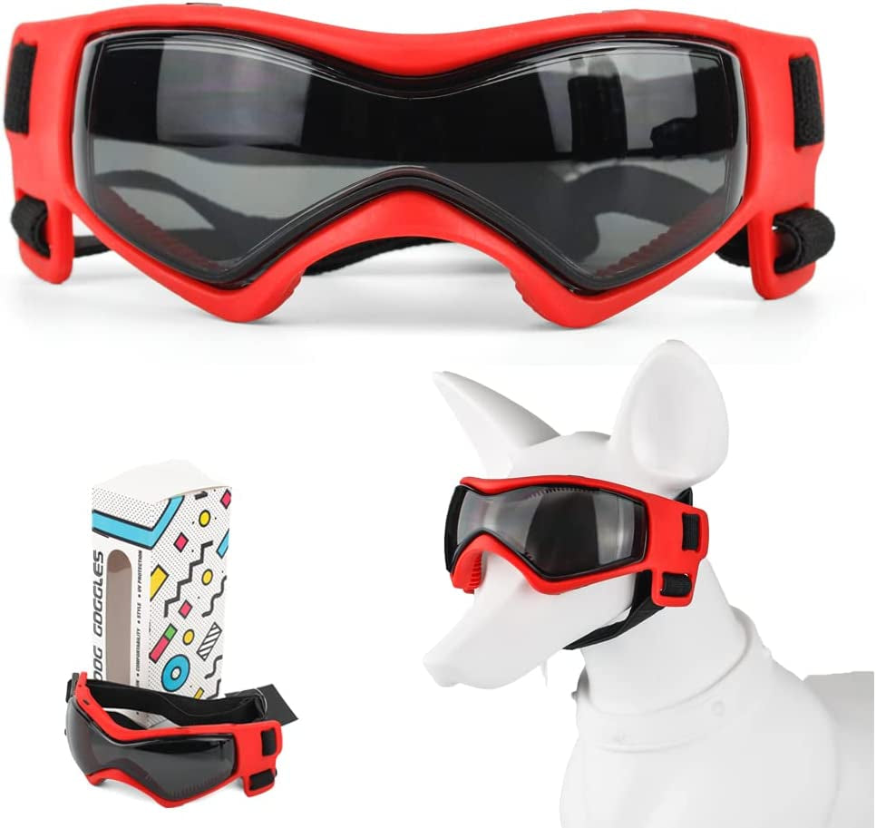 Shingoql Dog Goggles Easy Wear Small Dog Sunglasses Adjustable Anti-Uv Waterproof Windproof Puppy Glasses for Small Breed to Medium Dog (Black) Animals & Pet Supplies > Pet Supplies > Dog Supplies > Dog Apparel Shingoql Red  