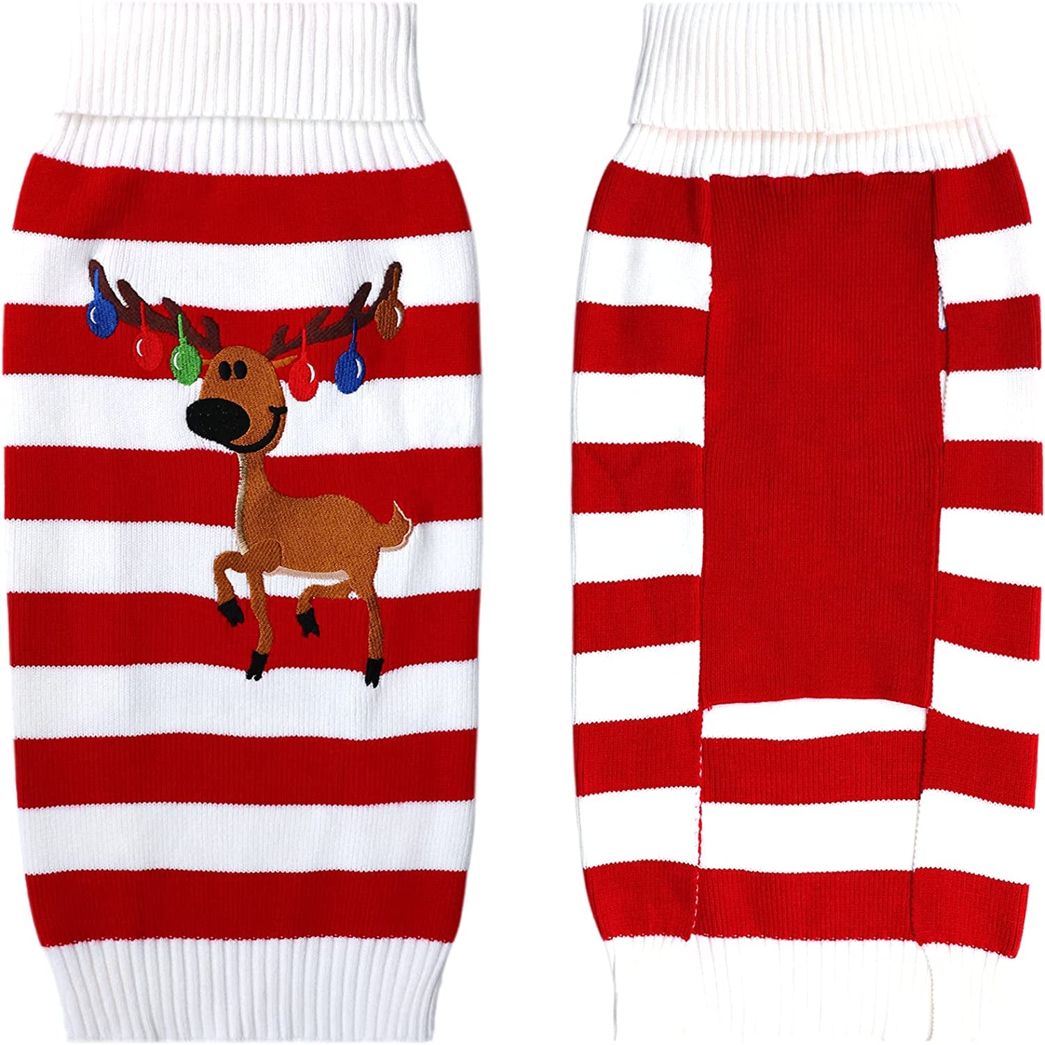 DELIFUR Dog Christmas Reindeer Sweater Pet Winter Elk Bells Sweaters for Small Dog and Cat (S, Green) Animals & Pet Supplies > Pet Supplies > Dog Supplies > Dog Apparel DELIFUR Red XS 