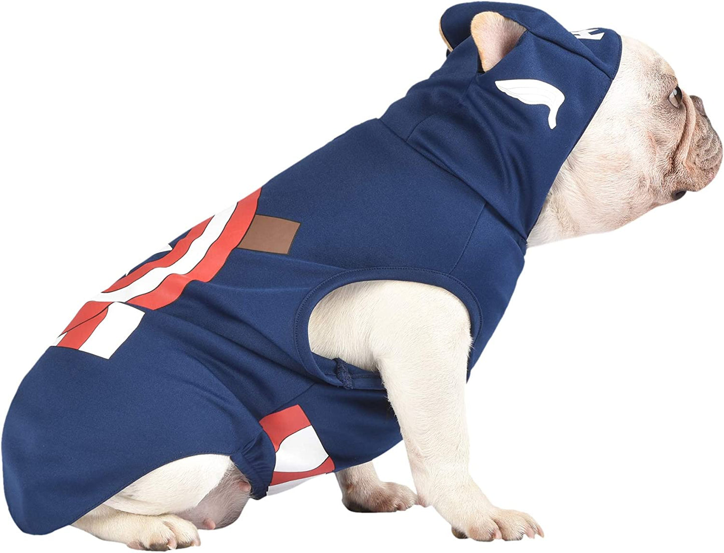 Marvel Legends Captain America Dog Costume, Large (L) | Hooded Superhero Costume for Dogs | Blue and Red Captain America Costume Dog Halloween Costumes for Large Dogs Animals & Pet Supplies > Pet Supplies > Dog Supplies > Dog Apparel Fetch for Pets   