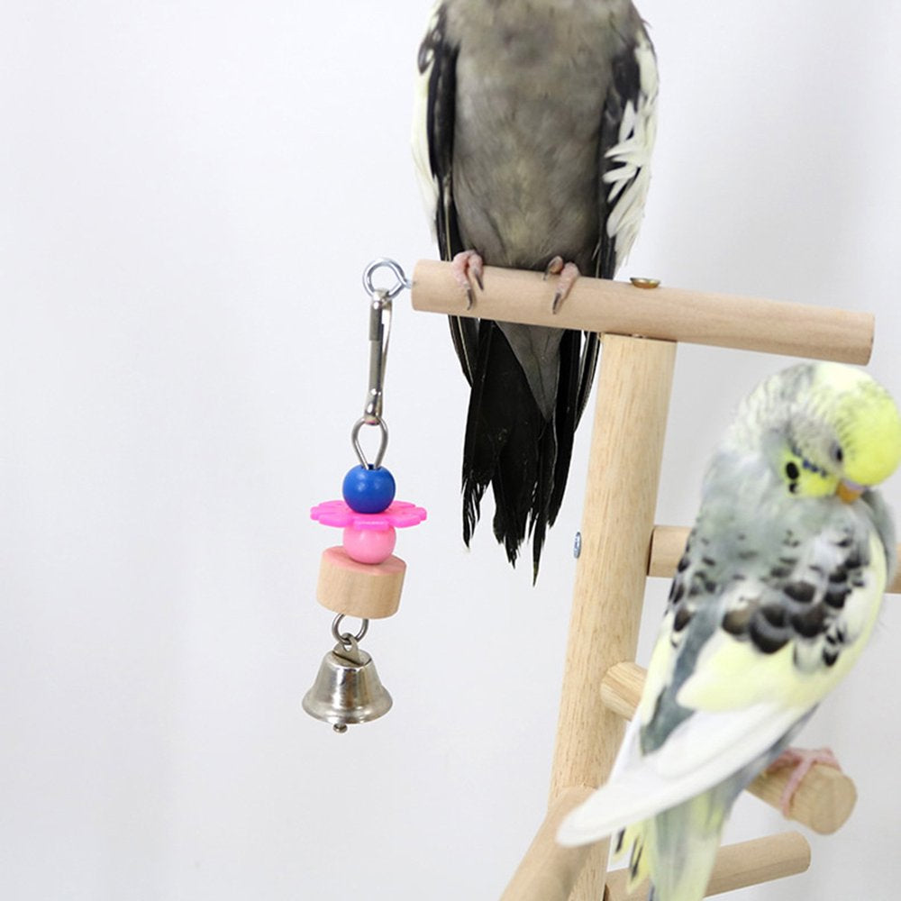Bird Play Stand Wood Perch Gym Playpen Ladder with Feeder Cups Toy for Cockatiel