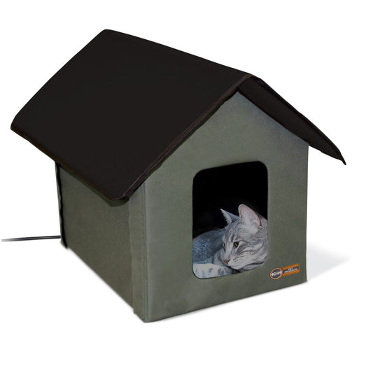 K&H Pet Products Outdoor Heated Kitty House Cat Shelter Olive/Black 19 X 22 X 17 Inches Animals & Pet Supplies > Pet Supplies > Dog Supplies > Dog Houses Central Garden and Pet Olive/Black  