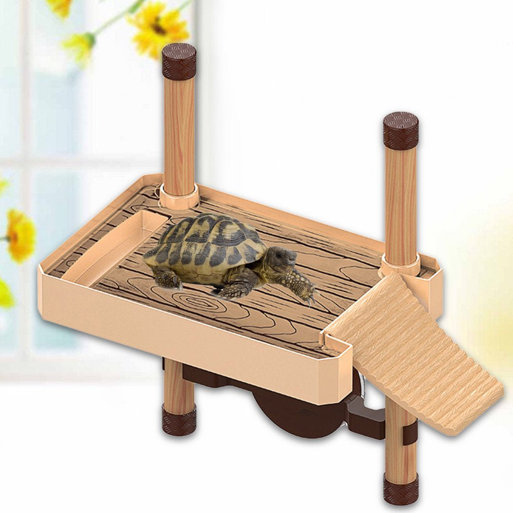 Turtle Tortoise Reptile Pier Floating Climbing Basking Platform Ramp Ladder with Food Water Dish Aquarium Decor Amphibian Leisure Table Animals & Pet Supplies > Pet Supplies > Reptile & Amphibian Supplies > Reptile & Amphibian Food BELUPAI   