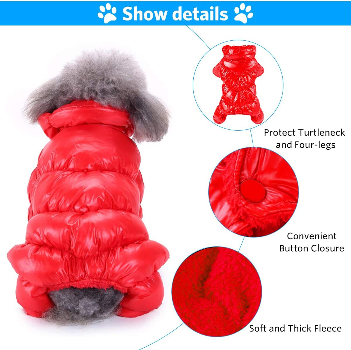 Dog Snowsuit for Small Dogs, Dog Winter Jacket Dog Winter Coat Windproof Dog Cold Weather Coats for Small Dogs Puppy Warm Fleece Lining Dog Coat Clothes Animals & Pet Supplies > Pet Supplies > Dog Supplies > Dog Apparel Mojonnie   