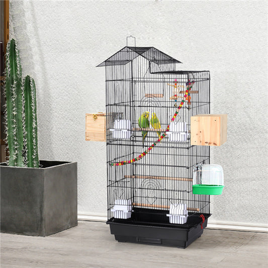 Smilemart 39" Metal Bird Cage with Perches and Toys, Black Animals & Pet Supplies > Pet Supplies > Bird Supplies > Bird Cages & Stands SmileMart Black  