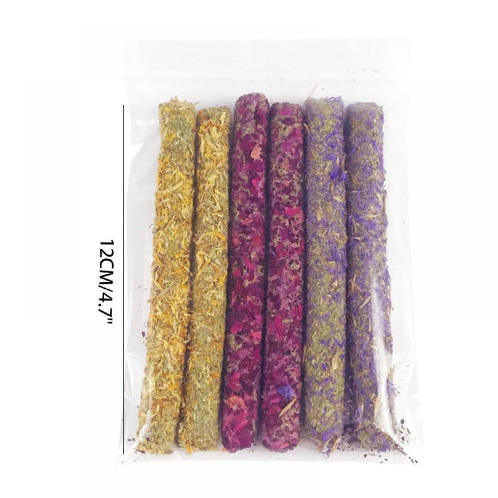 Natural Flowers Flavored Timothy Hay Sticks Rabbit Chew Toys Hamster Molar Snacks Perfect Food Accessories for Bunny Guinea Pigs Rats Chinchillas Gerbils and Other Small Animals Animals & Pet Supplies > Pet Supplies > Small Animal Supplies > Small Animal Treats Autmor   